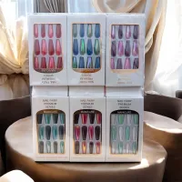 Unghii false cu adeziv set 12 bucăți Nail Fairy Premium pentru manichiură rapidă