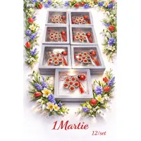 Mărțișor broșă cu pietre și buburuză 12 buc set elegant cadou 1 Martie