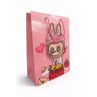 Punga cadou copii roz 32x26x12 cm model iepuras cu inimioara