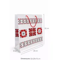 Pungă cadou tradițională medie 32x26x10 - model românesc elegant