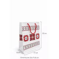 Pungă cadou tradițională mică 23x17x8 - model românesc elegant