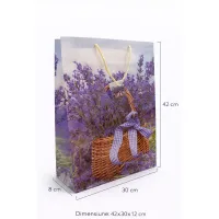 Pungă cadou mare 42x30x12 cu lavandă - model elegant premium