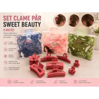 Set clame păr Sweet Beauty BX-4455 cu 8 accesorii colorate
