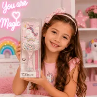 Perie de păr unicorn pentru copii cu bile colorate