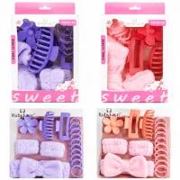 Set accesorii păr femei 16 piese elastice si clame premium