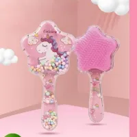 Perie de Păr Copii cu Paiete Unicorn - Set 12 Bucăți Colorate