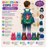 Ghiozdan copii H659 cu imprimeu 3D și penar 35x27x13 cm