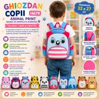 Ghiozdan copii H679 32×27 cm cu animale 3D