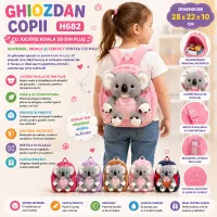 Ghiozdan copii H682 28x22x10 cm cu koala 3D din pluș