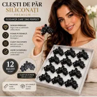 Clești de păr siliconați negri G448 - set 12 bucăți