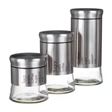 Set 3 borcane pentru condimente din sticlă cu capac inox, 750 ml 1.2 L 1.4 L