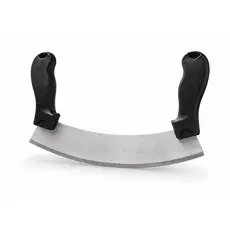 Cuțit Semilună Mezzaluna pentru Usturoi, Verdețuri și Legume, Lamă Inox 25.5 cm, Mânere Ergonomice Antiderapante