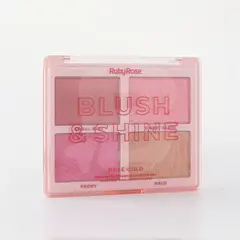 Fard de obraz Ruby Rose Blush & Shine – paletă iluminator și blush Rosé Gold