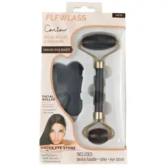 Set masaj facial 2 în 1 din piatră naturală neagră cu roller și Gua Sha