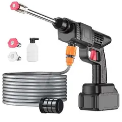 Aparat de spălat cu presiune portabil tip pistol cu 2 acumulatori 48V, spumare și 3 jeturi diferite