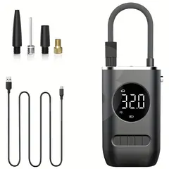 Compresor de aer portabil fără fir 150 PSI cu afișaj digital și lumină LED, pompă electrică reîncărcabilă pentru anvelope auto, biciclete și echipamente sportive