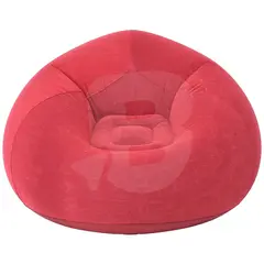 Fotoliu puf gonflabil roșu din PVC flocat, 110×110×85 cm, pentru interior și exterior
