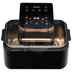 Friteuză cu aer cald Air Fryer 12L 2500W cu capac transparent și panou digital, multifuncțională, negru-auriu