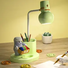 Lampă de birou cu proiector pentru copii și suport creioane, cu discuri film educative, încărcare USB