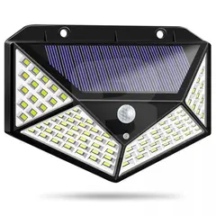 Lampă solară cu 100 LED-uri și senzor de mișcare, baterie 2200 mAh, 3 moduri iluminare, IP65