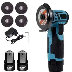 Mini polizor unghiular portabil cu acumulator, disc 76 mm, set cu 2 baterii 12V