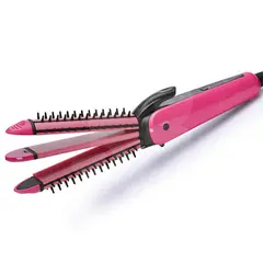 Placă de păr profesională 3 în 1 Nova pentru îndreptat, ondulat și creponat, înveliș ceramic, 200°C