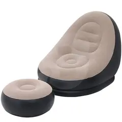 Set fotoliu gonflabil cu taburet pentru relaxare, interior și exterior