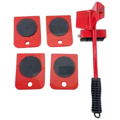 Set scule pentru mutarea mobilei cu 5 piese, role rotative 360°, levier metalic, până la 200 kg