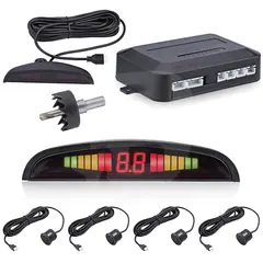Set senzori parcare auto cu display LED și radar, 4 senzori ultrasonici, negru
