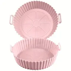 Farfurie din silicon reutilizabilă pentru friteuză cu aer cald, rotundă, cu mânere, 20 cm