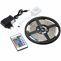 Kit bandă LED flexibilă RGB 5 metri cu telecomandă și adaptor, iluminat decorativ
