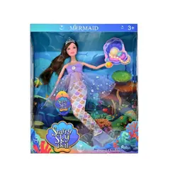 Păpușă Sirenă "Starry Sky" cu Coadă Sclipitoare, Articulații Mobile și Accesorii de Îngrijire