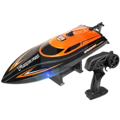 Barcă cu telecomandă RC iUni HJ812 portocalie racing pe apă