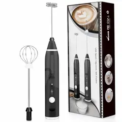 Mixer electric pentru lapte și ouă cu acumulator USB, 2 capete, 3 trepte de viteză, negru