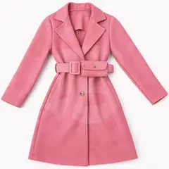 Palton fete 4–14 ani culoare roz pudrat cu cordon – set 6 bucăți