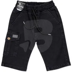 Set 5 Pantaloni Scurți din Blugi pentru Băieți, Model Cargo, Culoare Negru, 3–7 ani și 8–12 ani