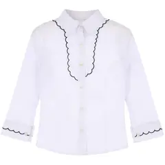 Set 4 Cămăși Albe pentru Fete din Bumbac, cu Guler Elegant – 6–10 ani