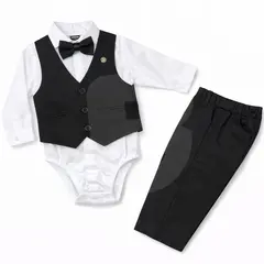Set 4 Costume Elegante pentru Bebeluși Băieți, 4 Piese, Culoare Negru – 6–18 luni