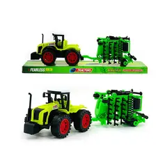 Tractor agricol de jucărie cu remorcă și plug