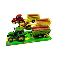 Tractoare agricole de jucărie cu remorcă încărcată cu lemne