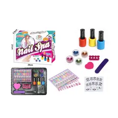 Set Manichiură pentru Fetițe, Include Oje Non-Toxice pe Bază de Apă și peste 80 Stickere Decorative, Dimensiuni Cutie 25 x 20 cm