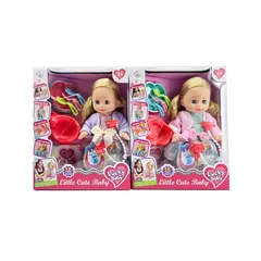 Păpușă Interactivă "Little Cute Baby - Lucky Baby", 12 Sunete Realiste, cu Biberon și Accesorii Incluse