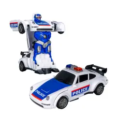 Mașină de Poliție Transformabilă în Robot "Fog Stream", cu Lumini, Sunete și Funcție de Ceață/Abur