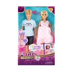 Set păpuși Family Anlily cu mamă însărcinată, tată și bebeluș în ambalaj original