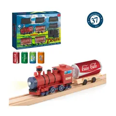 Trenuleț electric clasic cu vagon cisternă tip Coca-Cola și locomotivă cu lumină