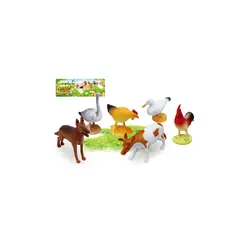 Set 6 Figurine Animale de Fermă „Happy Farm”, Modele Realiste (Vacă, Cal, Porc, Oaie, Capră, Măgar), Dimensiuni 10-14 cm