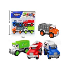 Set 4 masinute de jucarie demontabile tip Puzzle "City Car", vehicule interactive cu unelte incluse
