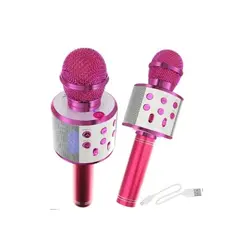 Microfon Karaoke Wireless cu Bluetooth, Difuzor Integrat, Efecte de Lumini LED și Funcție Magică de Schimbare a Vocii, Rose Gold/Negru/Argintiu