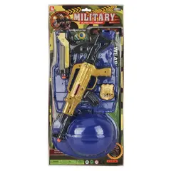 Set Militar de Jucărie cu Pușcă, Cască de Protecție și Scut de Intervenție, Lungime Pușcă 40 cm