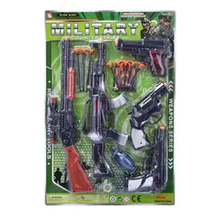 Set Militar de Jucărie cu Pușcă de Asalt, Pistol și Accesorii Tactice, Lungime Pușcă 50 cm